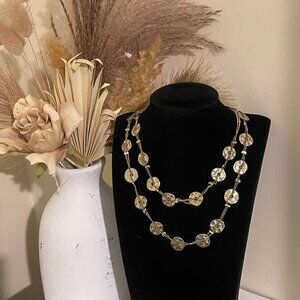 Vintage Hammered Gold Disc Station Boho Necklace